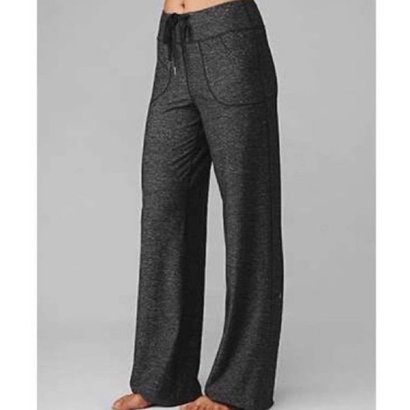 lululemon athletica Pants - Lululemon Wide Leg Drawstring Waist Pants Heathered Black Size 6
